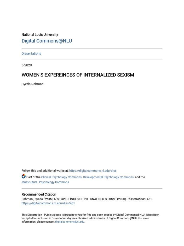 Womens Expereinces of Internalized Sexism | PDF | Sexism | Body Image