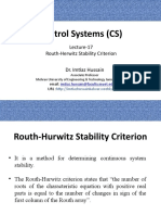 Control Systems (CS) : Lecture-17 Routh-Herwitz Stability Criterion