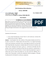 NCM 108 Healthcare Ethics (Bioethics) Activity 1 MIDTERM: To Withdraw or Not To Withdraw