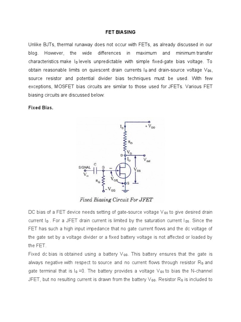 An Overview of Fixed Bias, SelfBias, and PotentialDivider Biasing