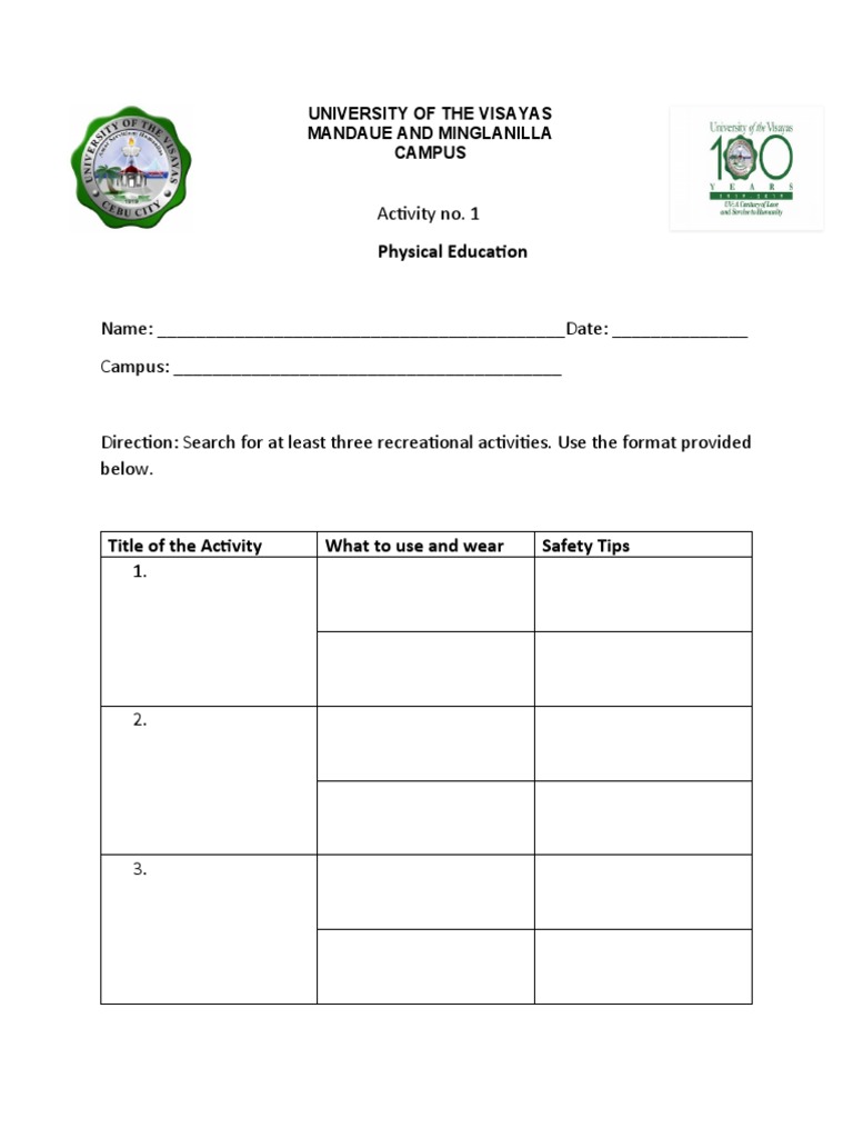 Recreational Activities Guide for PE | PDF