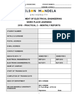 Department of Electrical Engineering Work Place Learning 2018 - Practical 2 - Monthly Reports