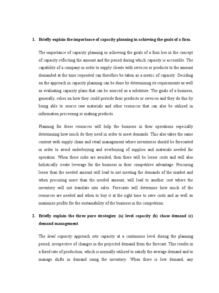 Capacity Planning Q A Pdf Inventory Supply Chain
