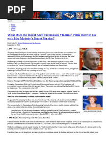 What Does The Royal Arch Freemason Vladimir Putin Have To Do With Her Majesty's