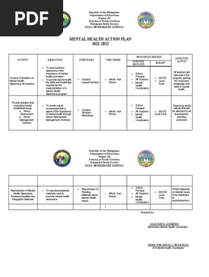 Mental Health Action Plan