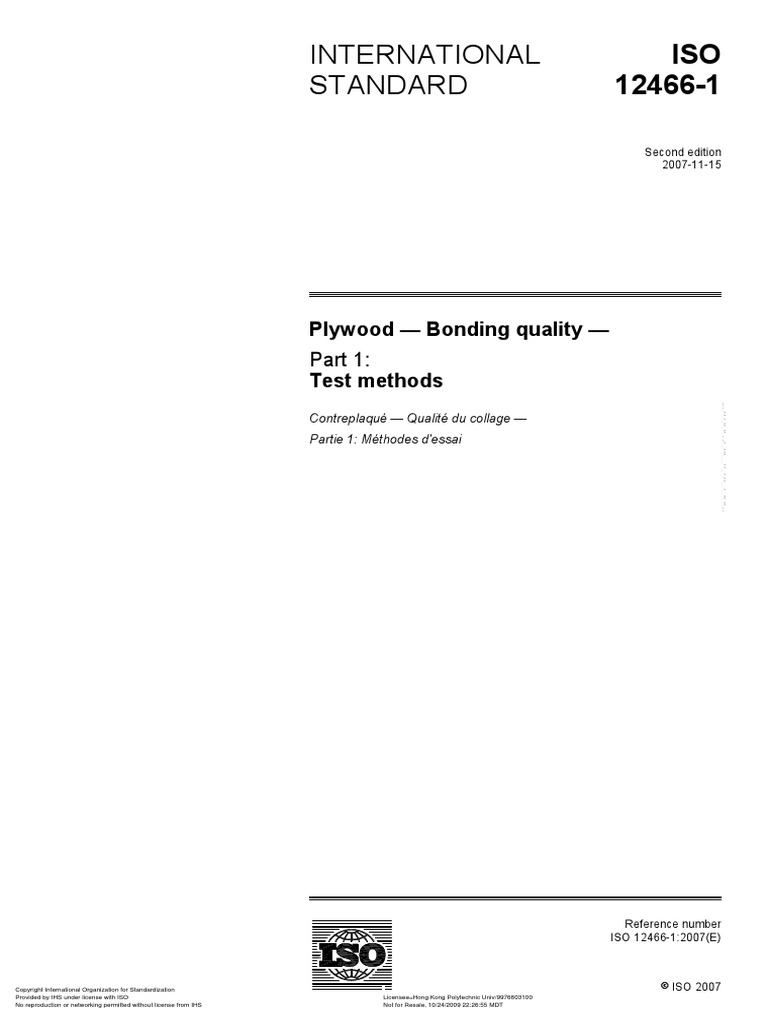 International Standard Plywood Bonding Quality Test Methods PDF International