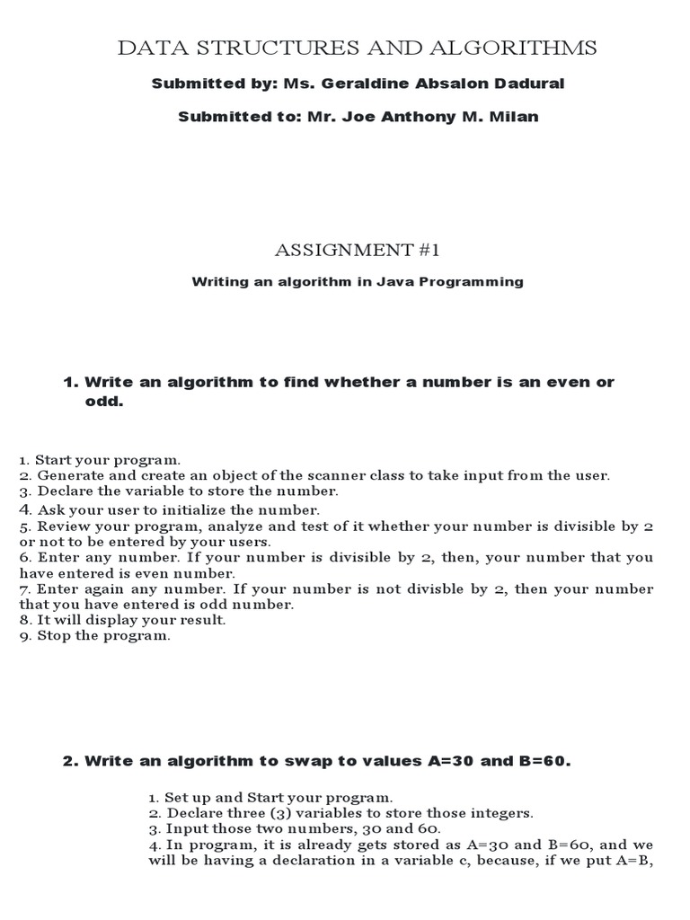Data Structures and Algorithms: Assignment #1 | PDF