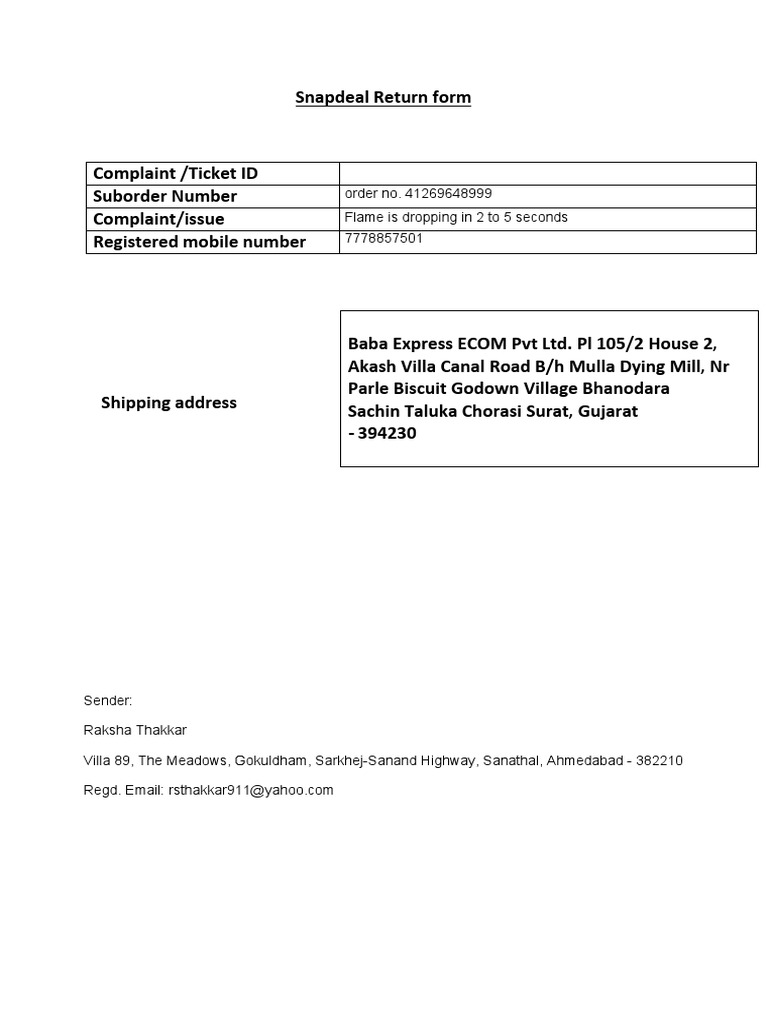 New Returns Form | PDF