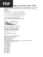 Símbolos e Códigos para Orkut, MSN e Nicks