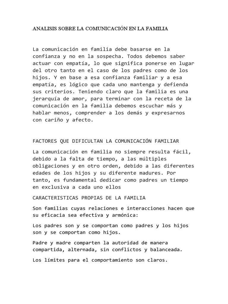 Importancia de la Comunicación Familiar | PDF