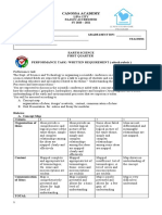 Canossa Academy: Earth Science First Quarter Performance Task / Written Requirement (Attach Rubric)