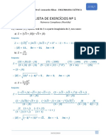 Gabarito Lista 01 de exercícios - Números Complexos