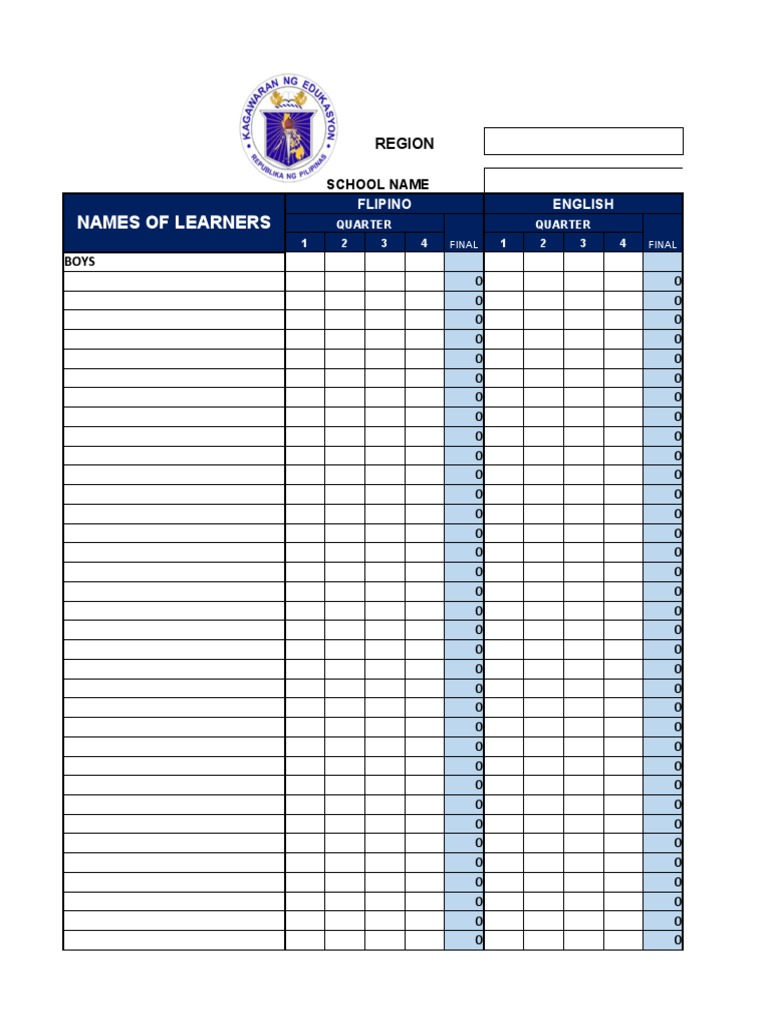 Student Grades Report Template | PDF