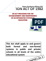 Batas Pambansa Bilang 232: An Act Providing For The Establishment and Maintenance of An Integrated System of Education