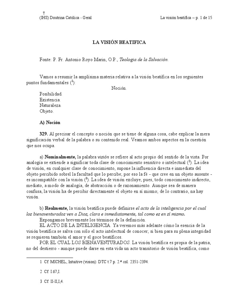 La Visión Beatífica PDF Teología Tomás de Aquino