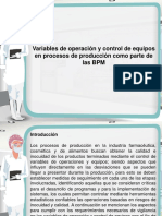 Variables de Operacion y Control de Equipos en Procesos de Produccion Como Parte de Las BPM