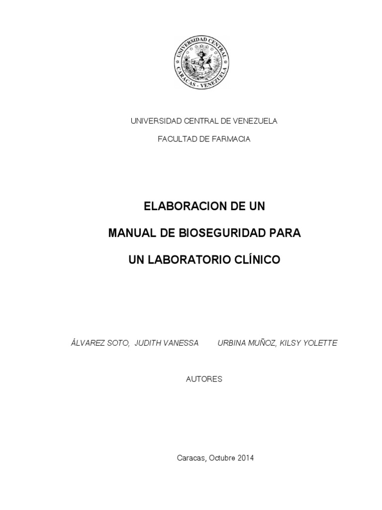 Development of a Handbook on Biosecurity for a Clinical Laboratory PDF Laboratorios
