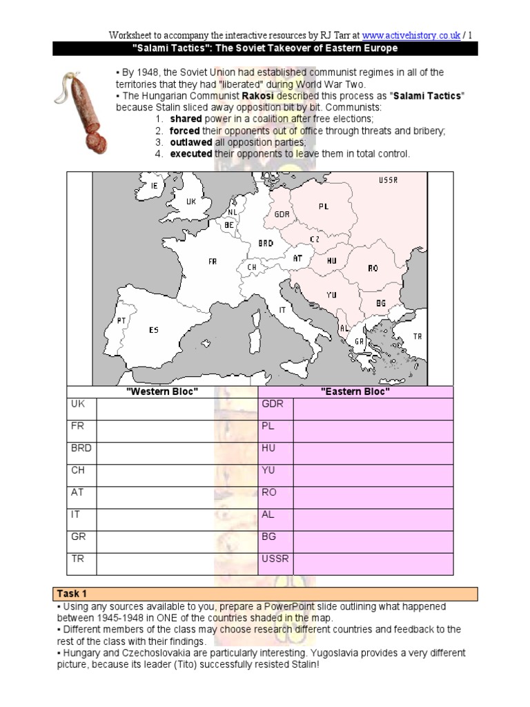"Salami Tactics" The Soviet Takeover of Eastern Europe "Western Bloc