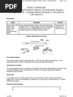 Fault Code 284 Engine Speed/Position Sensor (Crankshaft) Supply Voltage Circuit - Voltage Below Normal or Shorted To Low Source