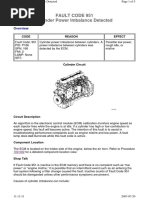 Fault Code 951 Cylinder Power Imbalance Detected