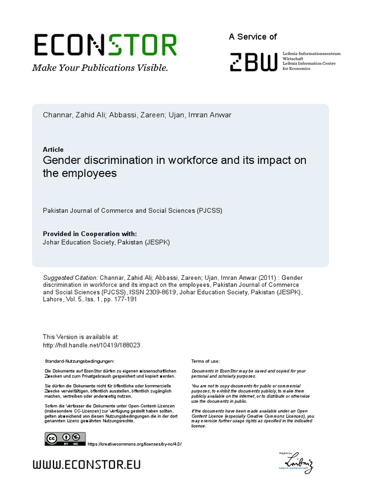 Gender Discrimination Impact Study | PDF | Correlation And Dependence ...