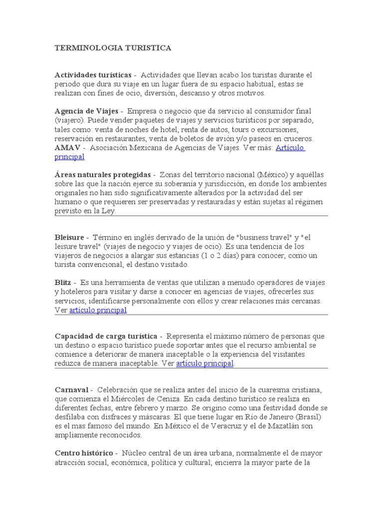 Terminología Turística Esencial | PDF | Turismo | Hotel