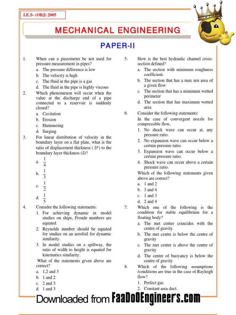 Mechanical Engineering MCQs Compilation | PDF | Jet Engine | Humidity