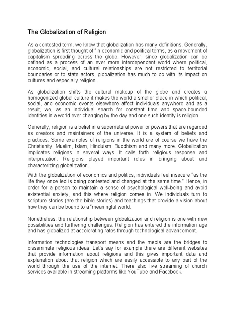 The globalization of religion pdf globalization postmodernism