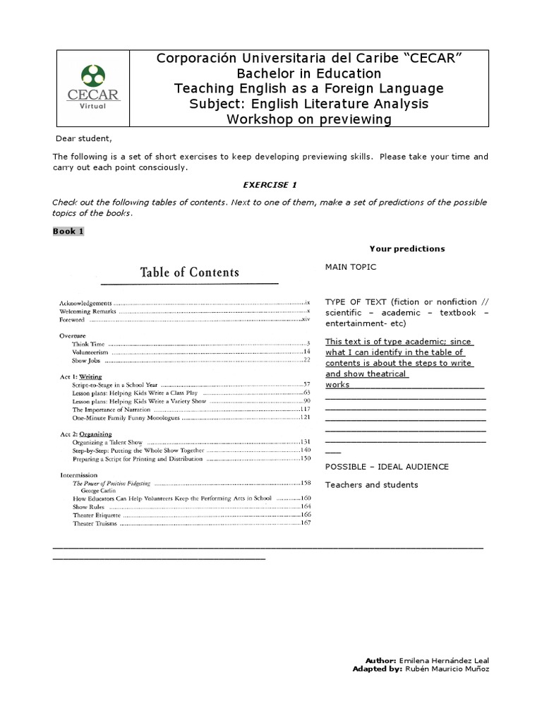 English Literature Previewing Workshop | PDF | English Language ...