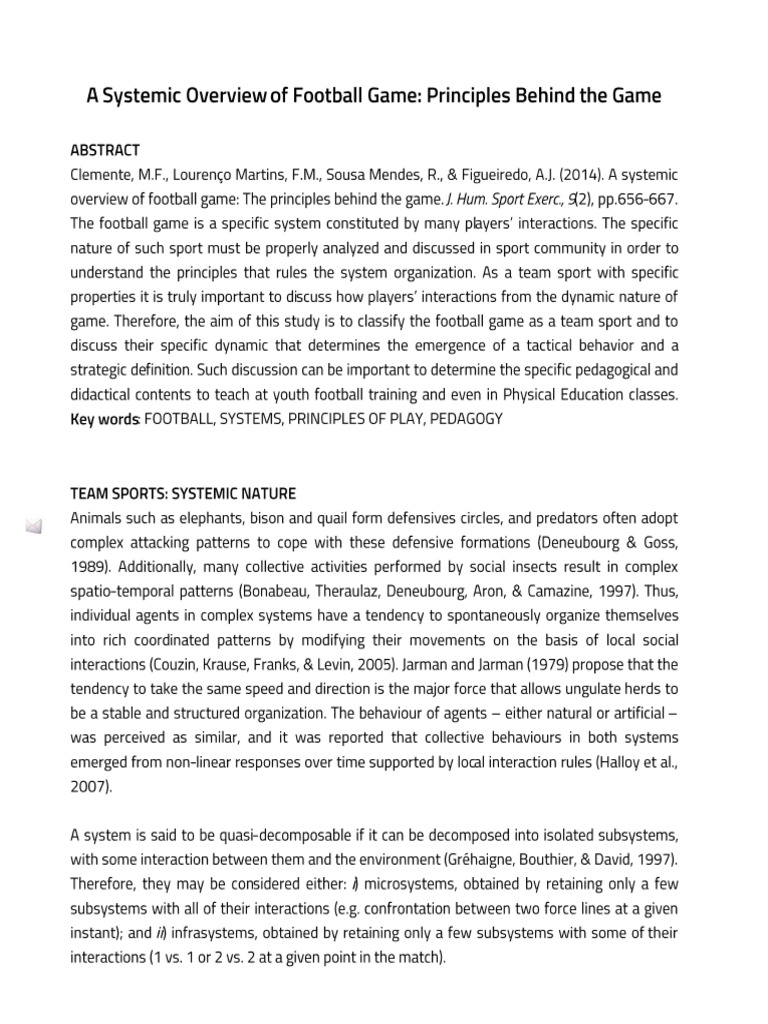 A Systemic Overview of Football Game The Principles Behind The Game | PDF