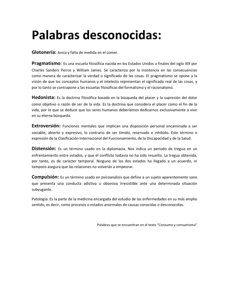 Palabras Desconocidas