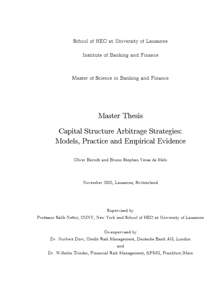 Capital Structure Arbitrage PDF Credit Default Swap Derivative (Finance)