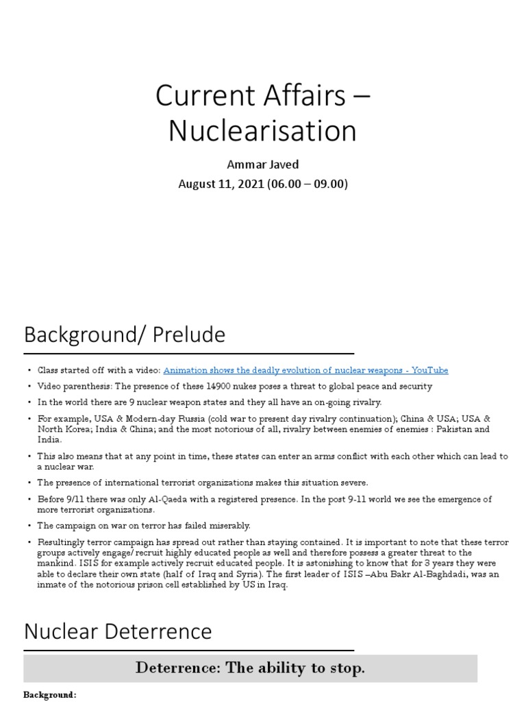 Global Nuclearisation Threats Explained | PDF | Nuclear Weapons ...