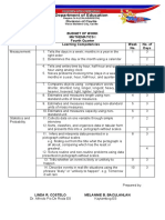 BUDGET OF WORK 4th Quarter GRADE 1