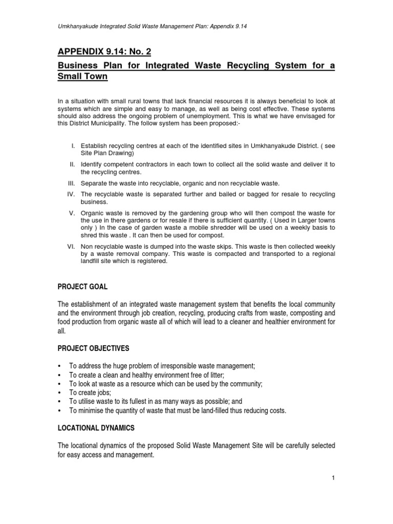 Integrated Waste Recycling Plan for Towns | PDF | Recycling | Waste ...