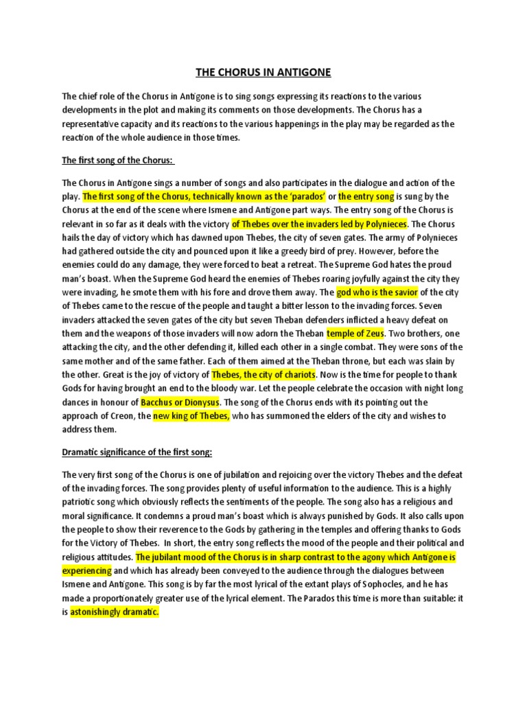 Chorus in Antigone PDF Religion And Belief Dionysus