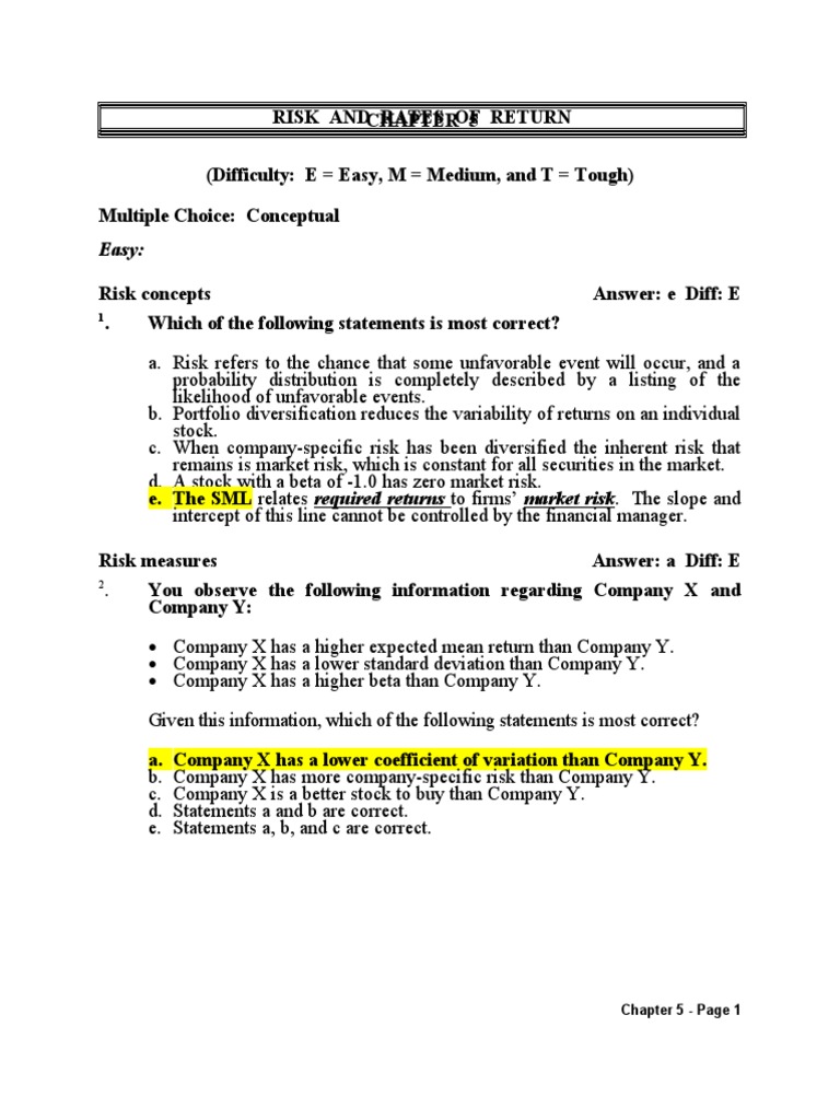Risk and Return Analysis in Finance | PDF | Capital Asset Pricing Model ...