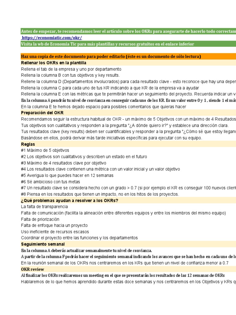 Plantilla OKRs | PDF