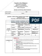 Weekly Home Learning Activity Plan: Republic of The Philippines