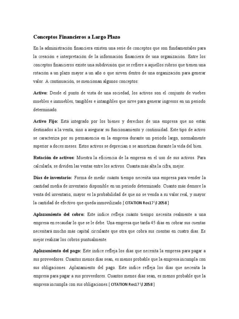 Conceptos Financieros a Largo Plazo | PDF | Finanzas y dinero | Crédito