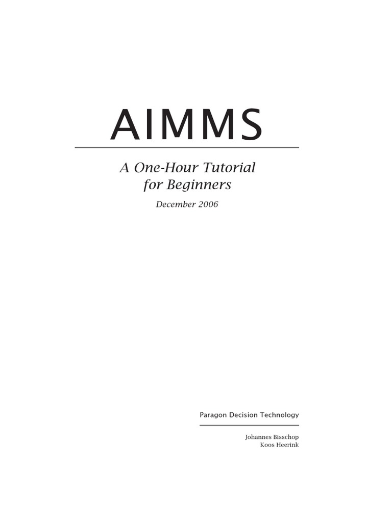 AIMMS Tutorial Beginners | PDF | Button (Computing) | Computing