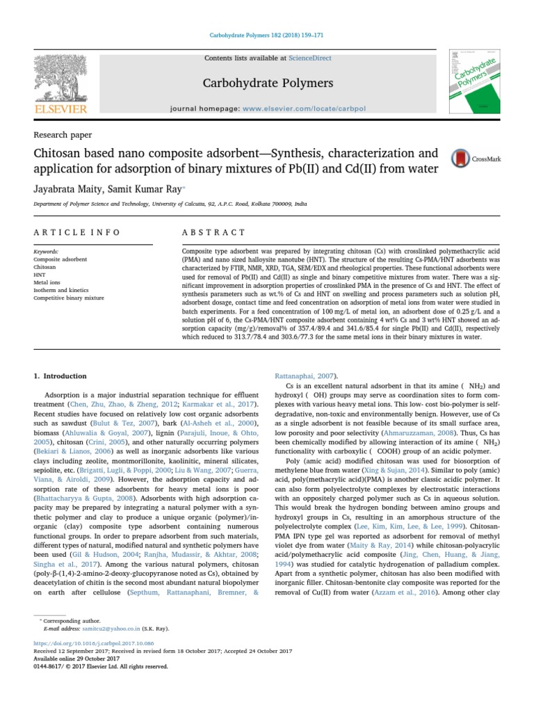 Chitosan Based Nano Composite Adsorbent | PDF | Adsorption | Ph