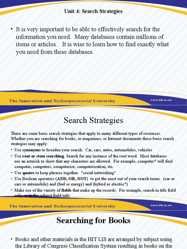 Unit 4 Search Strategies | PDF | Libraries | Internet