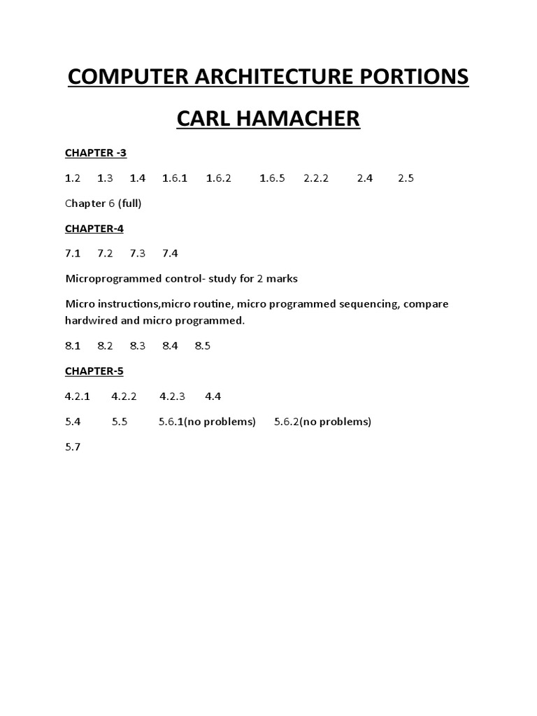 Hamacher Computer Architecture Overview | PDF