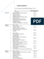 Kumaun University Programme of M. Sc. (Previous & Final) Main Examination - 2011