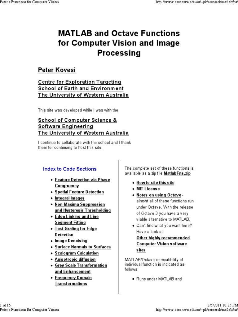 Peter's Functions For Computer Vision PDF Matrix (Mathematics