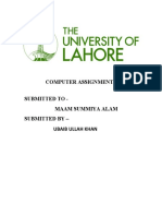 Computer Assignment# 02 Submitted To - Maam Summiya Alam Submitted by - Ubaib Ullah Khan