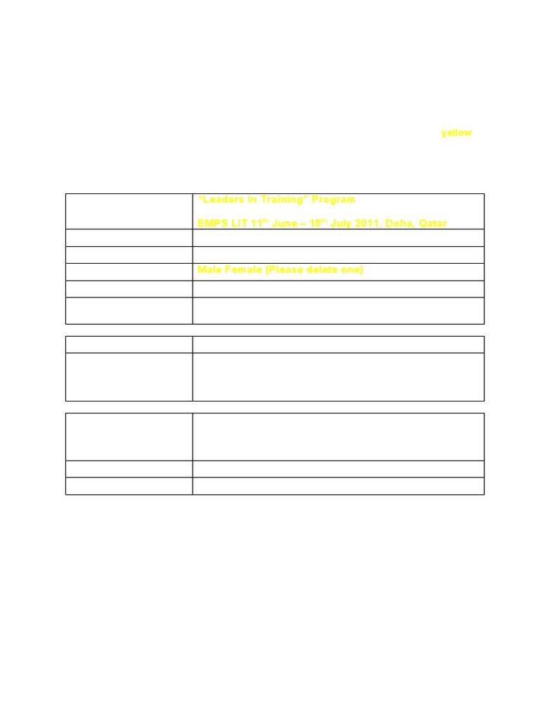 LIT Application Form EMPS 2011 | PDF | Career & Growth | Self-Improvement
