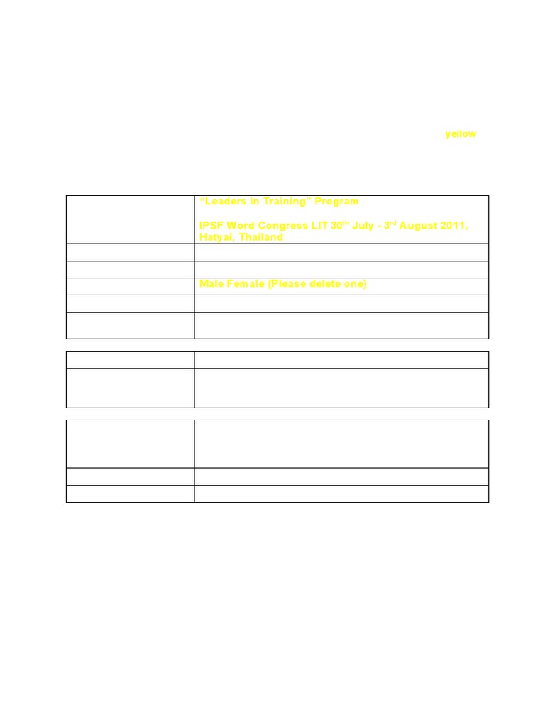LIT Application Form WC 2011 | PDF