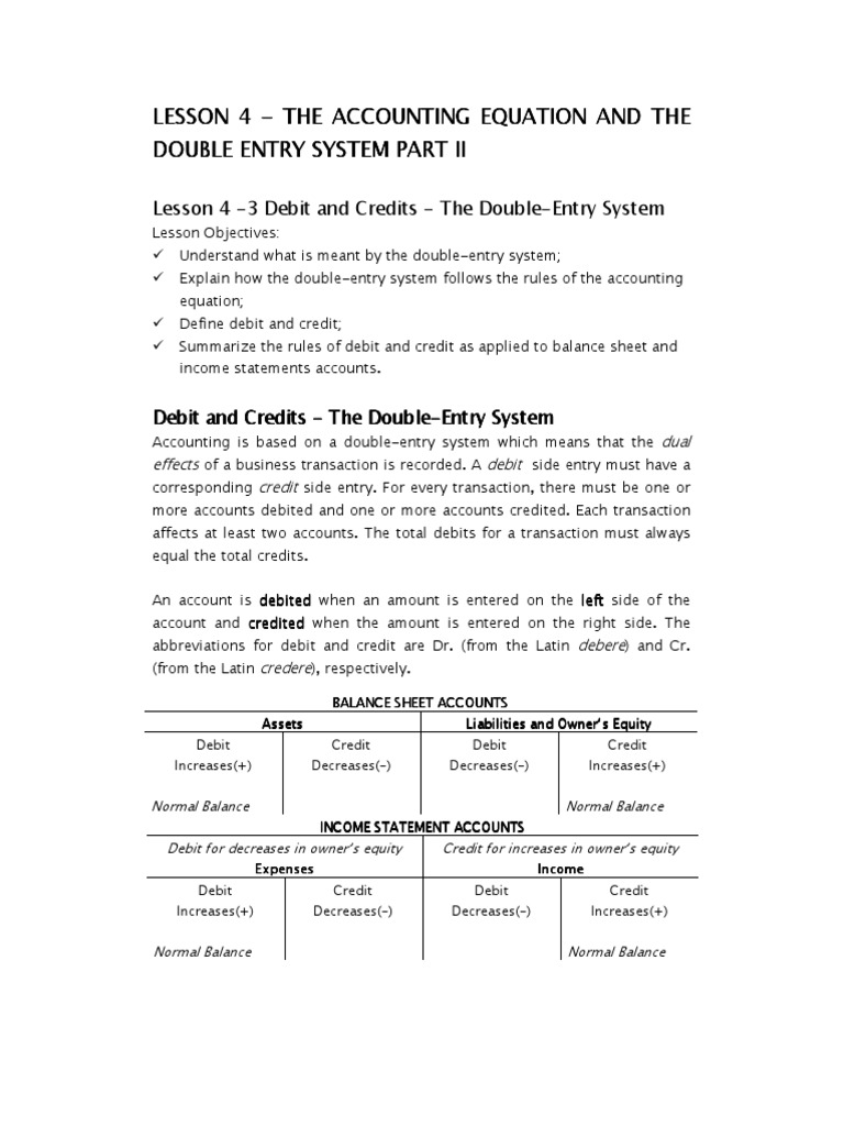 Understanding Double-Entry Accounting | PDF | Debits And Credits ...